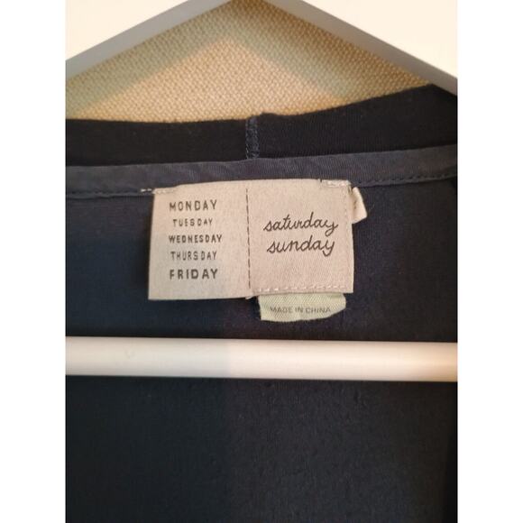 Anthropologie Saturday Sunday Hoodie Women XS Navy Velour Faux Wrap Whimsy Goth - Picture 3 of 10